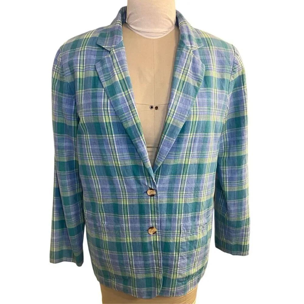 Appleseed’s Plaid 2-Button Blazer Sz. 12 Lined Lightweight Spring